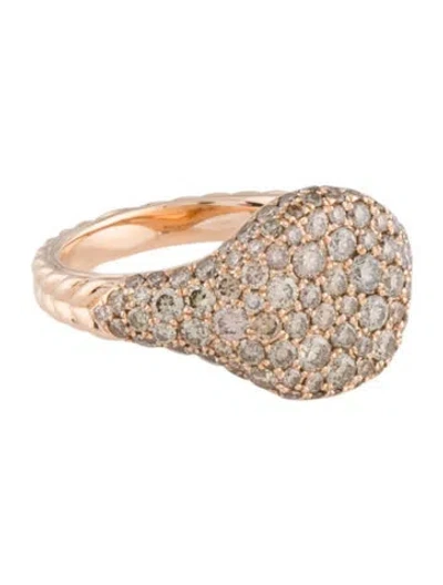 Pre-owned David Yurman 18k 1.10ctw Diamond Pavé Pinky Ring In Multi