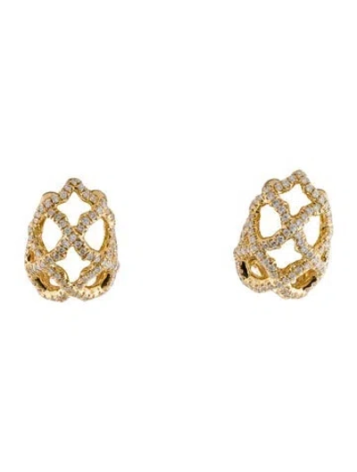 Pre-owned David Yurman 18k 1.15ctw Diamond Earclip Earrings In Multi