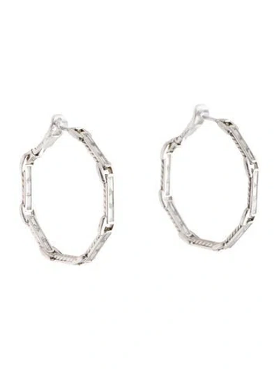 Pre-owned David Yurman 18k 1.30ctw Diamond Hoop Earrings In Multi