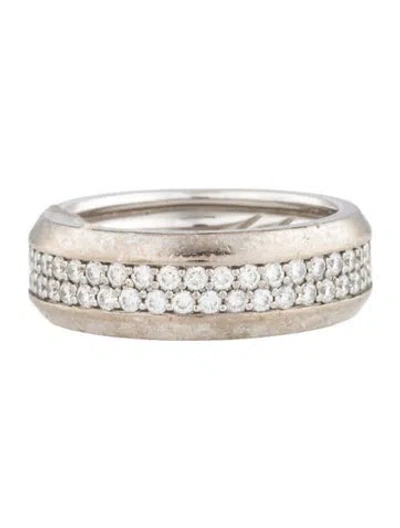 Pre-owned David Yurman 18k 1.37ctw Diamond Streamline Two Row Band Ring In Multi