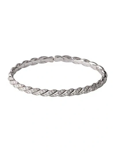 Pre-owned David Yurman 18k 1.61ctw Diamond Sculpted Cable Flex Bracelet, 7" In Multicolor