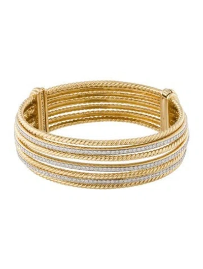 Pre-owned David Yurman 18k 2.06ctw Diamond Lantana Hinged Bracelet, 6.25" In Multi