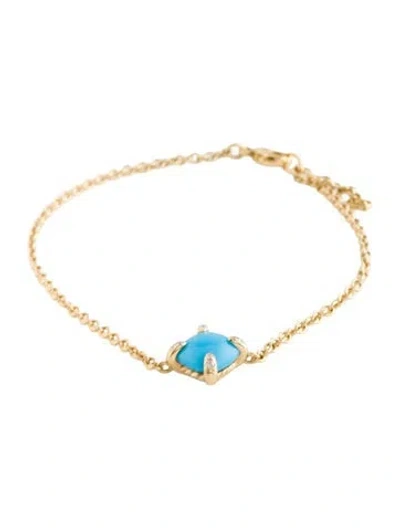 Pre-owned David Yurman 18k 2.21ct Turquoise & Diamond Link Bracelet In Multi