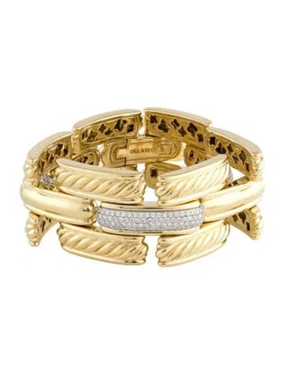 Pre-owned David Yurman 18k 2.76ctw Diamond Gatelin Pave Link Bracelet, 6.5" In Multi