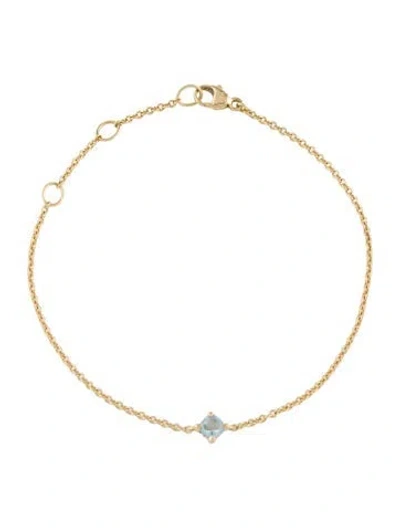 Pre-owned David Yurman 18k Aquamarine Micro Chatelaine® Chain Bracelet, 7.5" In Multicolor