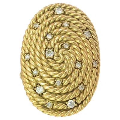 Pre-owned David Yurman 18k Cable Coil Diamond Ring Yellow Gold Size 7.5