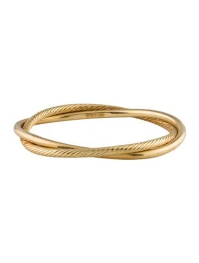 Pre-owned David Yurman 18k Cable Crossover Bangle Bracelet, 7.5" In Multi