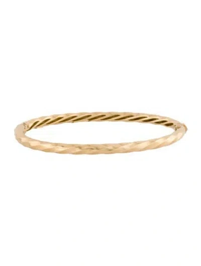 Pre-owned David Yurman 18k Cable Edge® Bangle Bracelet, 6.5" In Multi