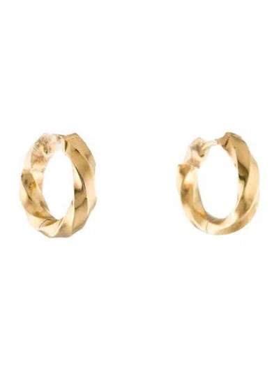 Pre-owned David Yurman 18k Cable Edge Huggie Hoop Earrings In Multi