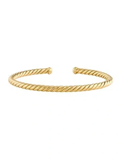 Pre-owned David Yurman 18k Cable Flex Cuff, 6.75" In Multi