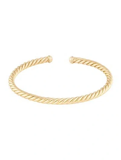Pre-owned David Yurman 18k Cable Flex Cuff Bracelet, 6.5" In Multi