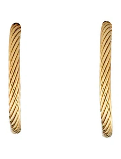 Pre-owned David Yurman 18k Cable Hoop Earrings In Multicolor