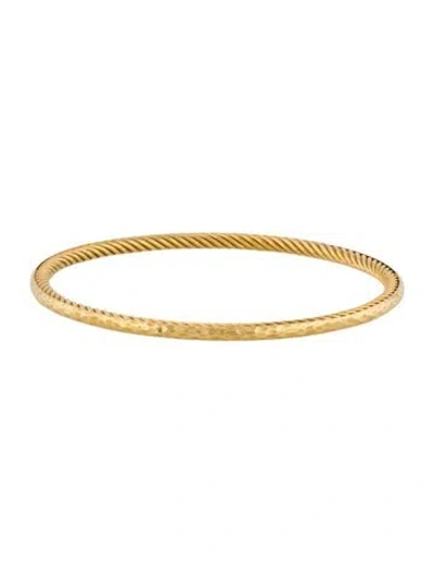 Pre-owned David Yurman 18k Cable Inside Hammered Bangle Bracelet, 7.5" In Multi