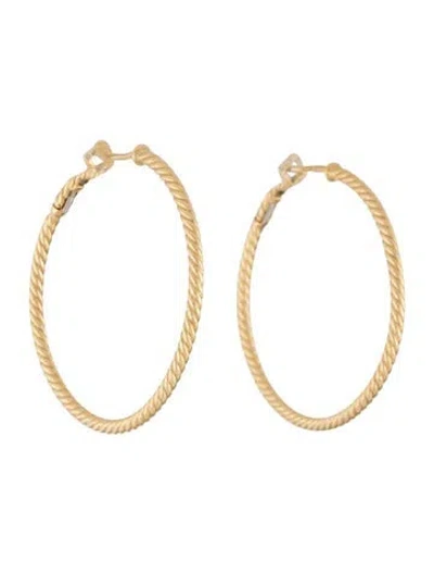 Pre-owned David Yurman 18k Cablespira Hoop Earrings In Multicolor