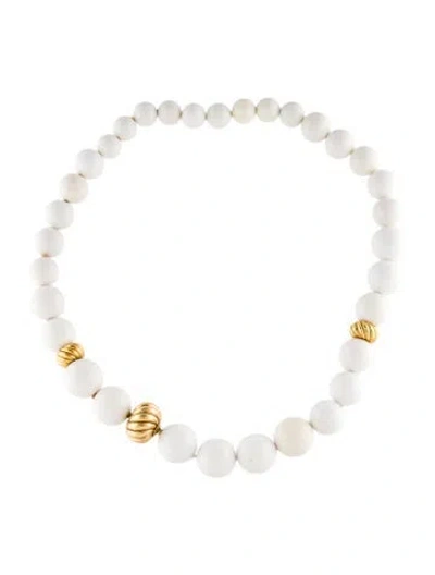 Pre-owned David Yurman 18k Chalcedony Bead Strand, 17" In Multi