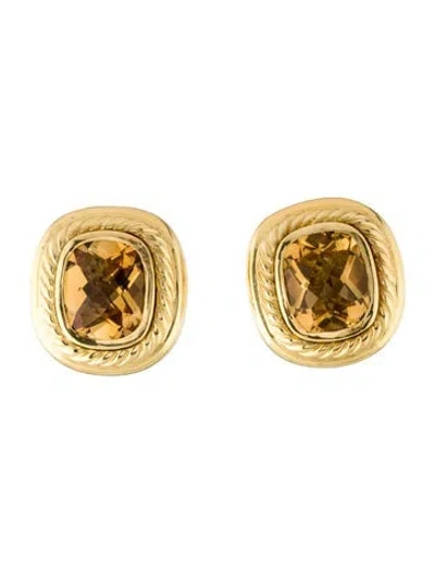 Pre-owned David Yurman 18k Citrine Albion Earclip Earrings In Multi