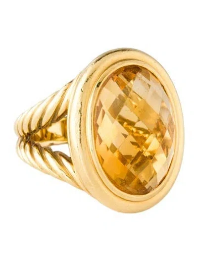 Pre-owned David Yurman 18k Citrine Albion® Oval Cocktail Ring In Multicolor