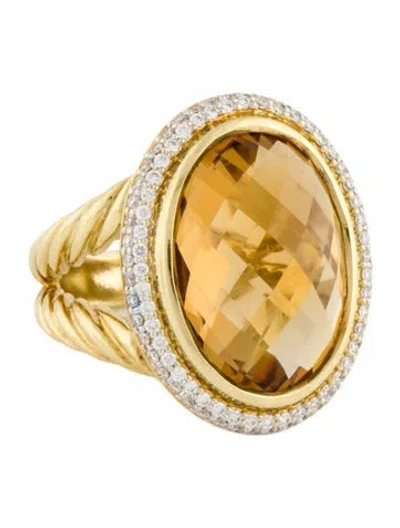 Pre-owned David Yurman 18k Citrine & Diamond Albion Cocktail Ring In Multi