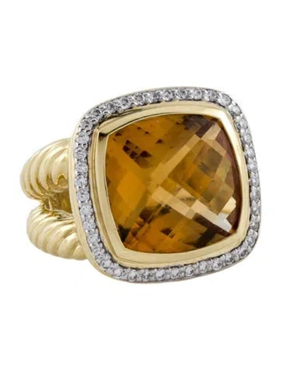 Pre-owned David Yurman 18k Citrine & Diamond Albion® Ring In Multi