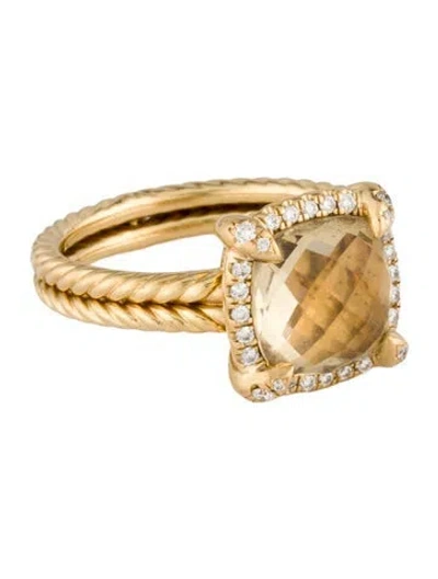 Pre-owned David Yurman 18k Citrine & Diamond Chatelaine® Pavé Bezel Ring In Multi