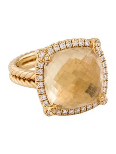 Pre-owned David Yurman 18k Citrine & Diamond Chatelaine® Pavé Bezel Ring In Multicolor