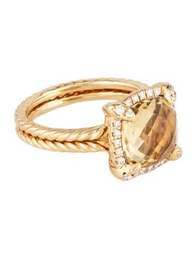 Pre-owned David Yurman 18k Citrine & Diamond Chatelaine Ring In Multicolor