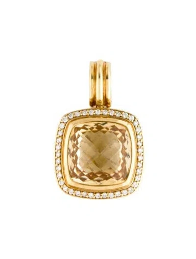 Pre-owned David Yurman 18k Citrine & Diamond Pendant In Multicolor