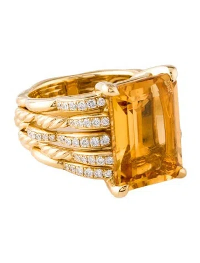 Pre-owned David Yurman 18k Citrine & Diamond Tides Ring In Multi