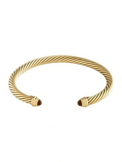 Pre-owned David Yurman 18k Citrine Classic Cable Cuff Bracelet, 6.75" In Multi