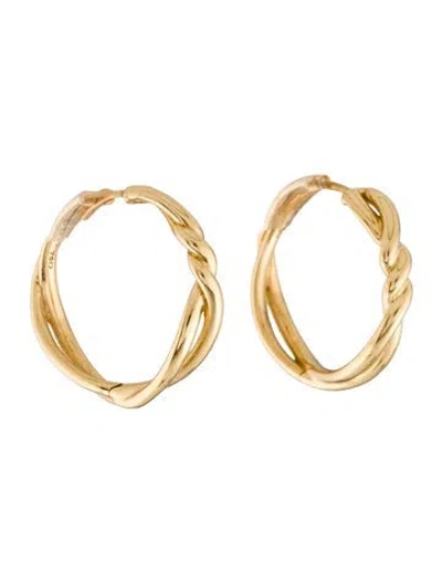 Pre-owned David Yurman 18k Continuance Hoop Earrings In Multi