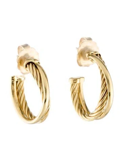 Pre-owned David Yurman 18k Crossover Hoop Earrings In Multi