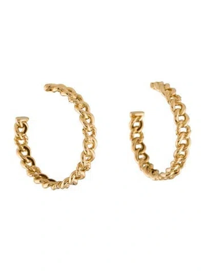 Pre-owned David Yurman 18k Curb Link Medium Hoop Earrings In Multi