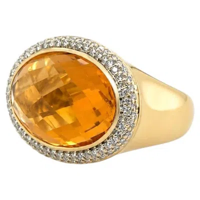 Pre-owned David Yurman 18k  Citrine & Diamond Ring In Multi