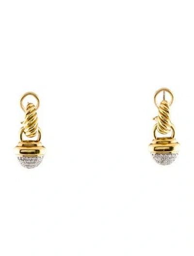 Pre-owned David Yurman 18k Diamond Acorn Earclips In Multi