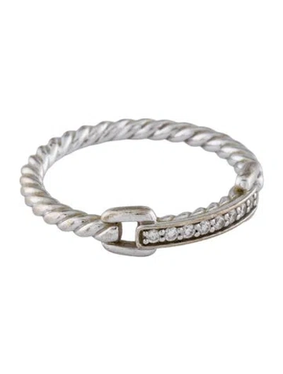 Pre-owned David Yurman 18k Diamond Bar Cable Band In Multi