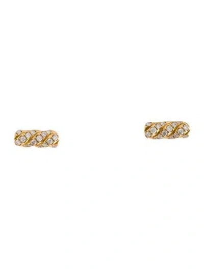 Pre-owned David Yurman 18k Diamond Bar Stud Earrings In Multicolor