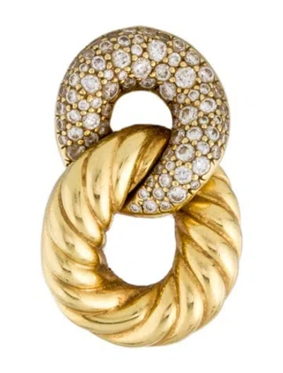 Pre-owned David Yurman 18k Diamond Belmont Curb Link Drop Single Earring In Multi