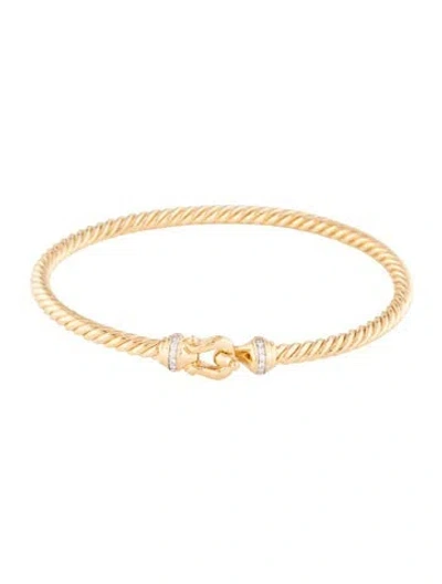 Pre-owned David Yurman 18k Diamond Buckle Cablespira® Bracelet, 6.75" In Multicolor