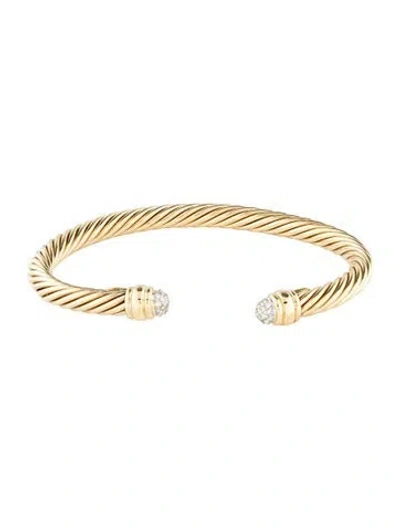 Pre-owned David Yurman 18k Diamond Cable Bracelet, 6.5" In Multi