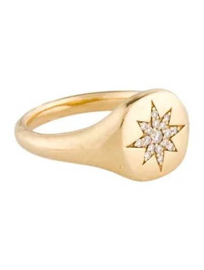 Pre-owned David Yurman 18k Diamond Cable Collectibles Compass Pinky Ring In Multi