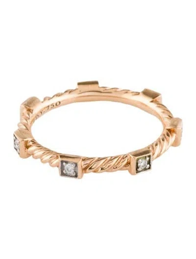 Pre-owned David Yurman 18k Diamond Cable Collectibles Stacking Band In Multi