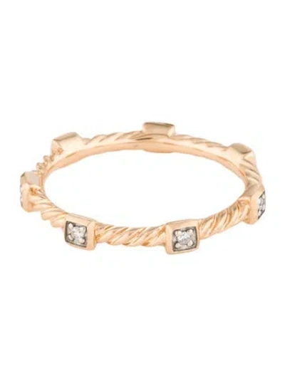 Pre-owned David Yurman 18k Diamond Cable Collectibles Stacking Band In Multi