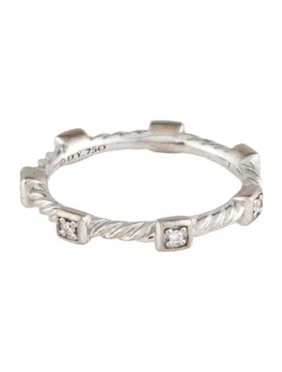 Pre-owned David Yurman 18k Diamond Cable Collectibles Station Stack Ring In Multi