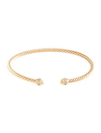 Pre-owned David Yurman 18k Diamond Classic Cablespira® Bracelet, 6.5" In Multicolor