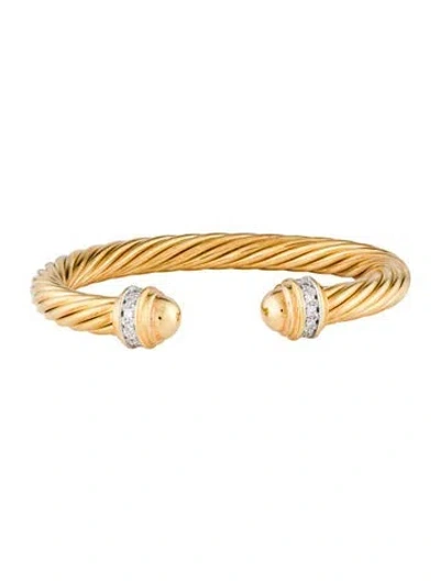 Pre-owned David Yurman 18k Diamond Classic Cablespira Bracelet, 6.75" In Multi