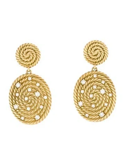 Pre-owned David Yurman 18k Diamond Coil Drop Earrings In Multi