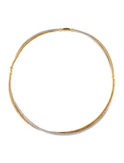 Pre-owned David Yurman 18k Diamond Collar Necklace, 16" In Multi
