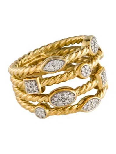 Pre-owned David Yurman 18k Diamond Confetti 4 Row Band In Multi