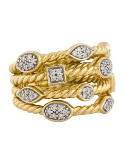 Pre-owned David Yurman 18k Diamond Confetti Four-row Ring In Multi