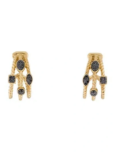 Pre-owned David Yurman 18k Diamond Confetti J Hoop Earrings In Multicolor